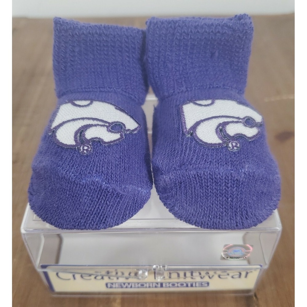 Kansas State University Wildcats Baby Booties Socks Newborn Infant Gift Box NEW